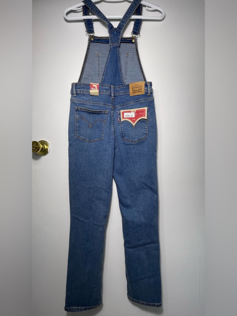 Levi's Girls Denim Overalls Blue Size 12 Stretch Adjustable Straps Pockets NWT - Picture 3 of 15